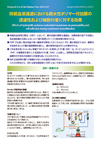 持続血液濾過における親水性ポリマー付加膜の透過性および細胞付着に対する効果